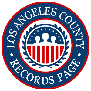 A round red, white, and blue logo with the words 'Los Angeles County Records Page' for the state of California.